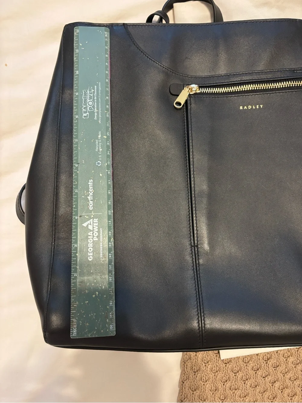 RADLEY LONDON Black Leather Backpack with Gold Zip Detail